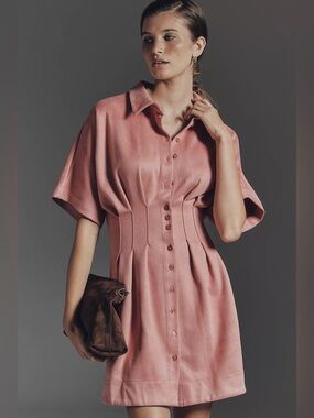 Tobie Faux-Suede Mini Shirt Dress by Exquise Anthropologie